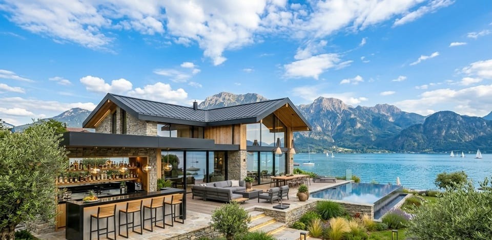 AI sky replacement photo editing example for a real estate listing