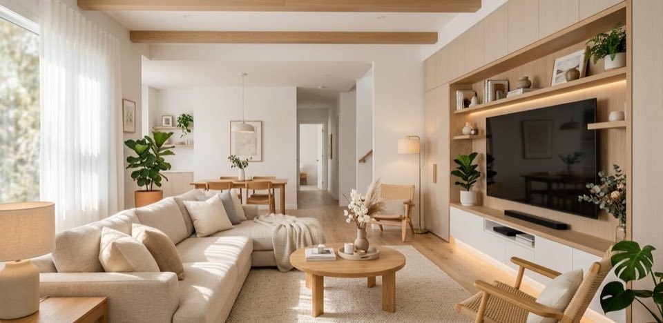 Virtually staged listing photo in Scandinavian style